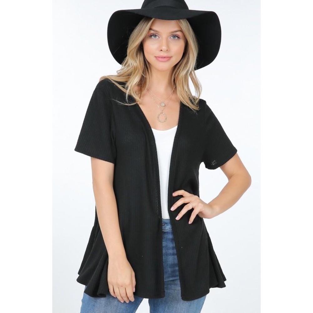 Black Short Sleeve Cardigan